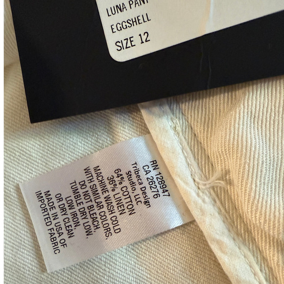 NWT! Nili Lotan 12 Slouchy LINEN Luna Pants $395 Drop Crotch Crop Eggshell White - Picture 10 of 10